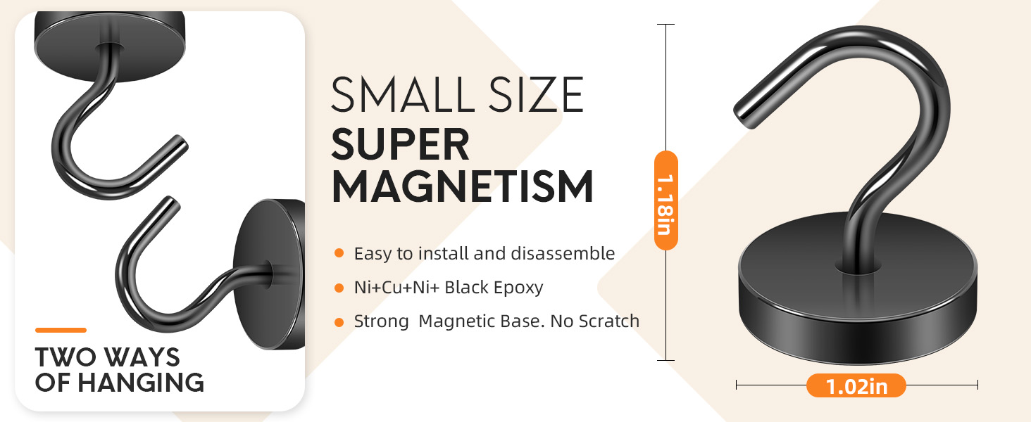 Neosmuk black magnetic hooks large opening