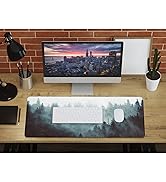 Misty Forest Mouse Pad, Desk Mat, Keyboard and Mousepad Desk Mat with 3mm Non-Slip Base and Stitc...