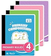 Taja Primary Composition Notebook Primary Ruled, 4 Pack Aesthetic Composition Book, 9-3/4" x 7-1/...
