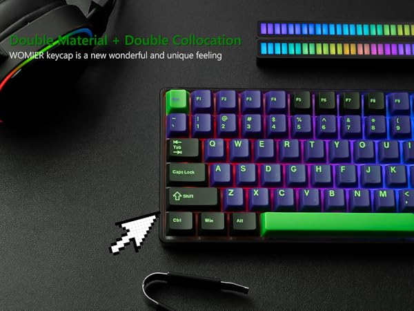 PBT Keycaps, Jade Keycaps 60 75 100 Percent, Translucent Key caps Custom