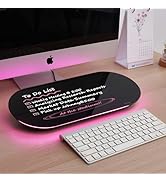 TSJ OFFICE Glass Desktop Whiteboard - 17 X 7 Inches Small Dry Erase Board with Pink Light, Glass ...