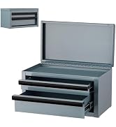 Mini Metal ToolBox, Top Tool Chest containing Two Drawers and Top Storage Area with Ball Bearing ...