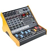 Jindaaudio Audio Mixer 5 Channel, DJ Mixer with Power Amplifier, 2*180W Power Output Powered Mixe...