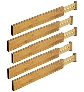 RAPTUROUS Bamboo Drawer Dividers 5 Pack, 2.75" High Kitchen Drawer Divider, Spring Loaded, 17.5-2...