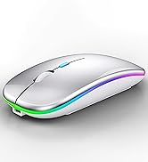 Wireless Bluetooth Mouse, LED Breathing Light Slim Mute Mouse,Portable(USB 2.4G+Bluetooth 5.2/3.0...