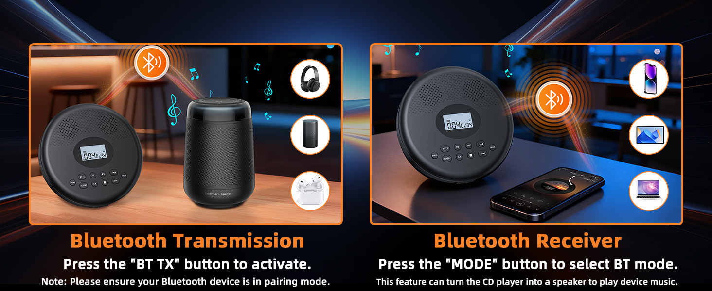 portable cd player bluetooth