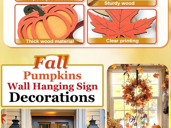 Welcome Maple Leaf Pumpkin Door Sign