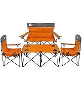 Northroad Folding Camping Chair Set of 4, Portable Collapsible Conversation Set w/1 Sofa, 2 Singl...