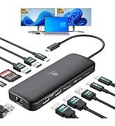 USB C Docking Station Dual Monitor 11-in-1 Laptop Docking Station with 2 HDMI Dual 4K, 1Gbps Ethe...