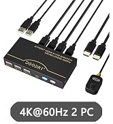 4K KVM Switch HDMI 2 Port, DGODRT USB Switcher HDMI Switch for 2 Computers Share 1 Monitor and 3 ...