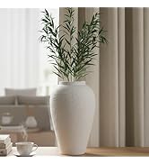 Large Ceramic Rustic Vase by DecoVlog, 10.4'' Ceramic Flower Vase Home Decor, White Minimalist De...