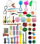 Fashion's Talk Cat Toys 50 Pcs for Indoor Cats,Interactive Door Hanging Mice Feather Toy Cat Spri...