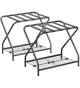 NEFROM Luggage Rack, Set of 2, Suitcase Stand with Storage Shelf, Foldable Metal Luggage Holder f...