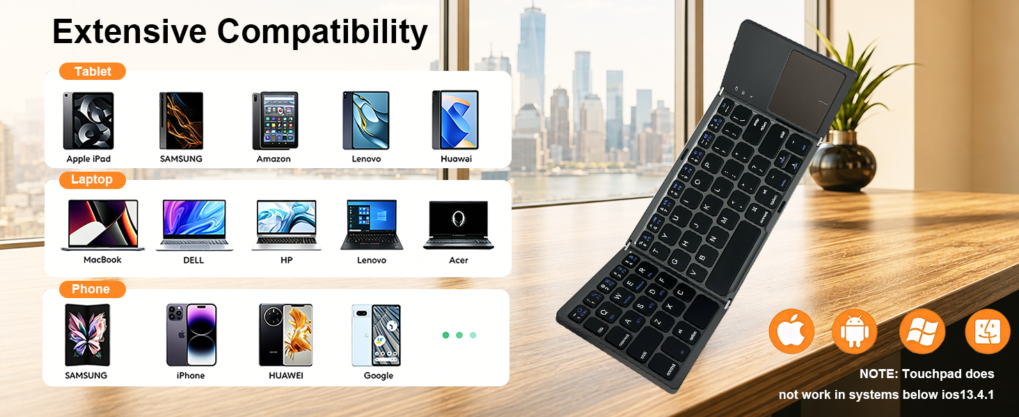Foldable Keyboard with Touchpad