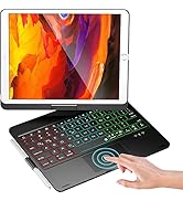 NOKBABO iPad 9th Generation Case with Keyboard 360° Rotatable Touchpad and 7 Color Backlight &amp; Pe...