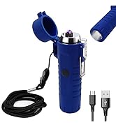 YOZWOO Electric Lighter for Camping, Windproof Dual Arc, LED Flashlight, USB Rechargeable, Waterp...