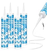 PAULINN White Silicone Caulk, 100% Silicone Waterproof Sealant Adhesive Caulking Tool for RV Mari...