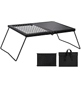 REDCAMP Folding Campfire Grill Heavy Duty Steel Grate, Portable Camp Fire Cooking Racks and Gridd...