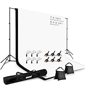 EMART 7 x 10 ft Backdrop Support System, Professional Photography Lighting Kit, 6.5 * 10ft Black/...