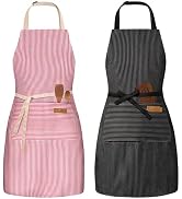 BeLuyi 2 Pack Adjustable Bib Apron with 2 Pockets Chef Cooking Kitchen Restaurant Aprons for Wome...