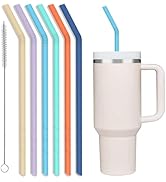 XANGNIER Pastel Color 14” Extra Long Silicone Replacement Straws for Stanley 40 oz Cup,Reusable F...