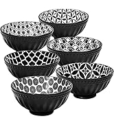 LEHAHA 10 Ounces Japanese Style Ceramic Bowl Set,Porcelain Semi-Matte Small Bowls, Set of 6 Dippi...
