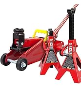 BIG RED Torin Hydraulic Trolley Floor Jack Combo with 2 Jack Stands, 2 Ton Capacity (T82001)