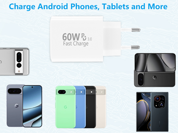 60W USB C European Plug Adapter 4-Port USB C Wall Charger European Charger US to Europe Adapter