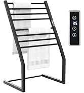 Tangkula 2-in-1 Towel Warmer Rack, 8 Bars Freestanding &amp; Wall Mounted Towel Warmer Rack with LED ...