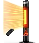 Uthfy 38” Space Heater for Indoor Use, Electric Room Heater with Flame Effect, 120° Oscillation, ...