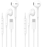 CREHAO USB C Headphones for iPhone 18 17 16 15,2 Pack USBC Type C Earphones | Microphone &amp; Remote...
