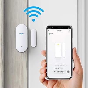WiFi Door Sensor Detector, Smart Wireless Window Sensor Real-time Alarm Compatible