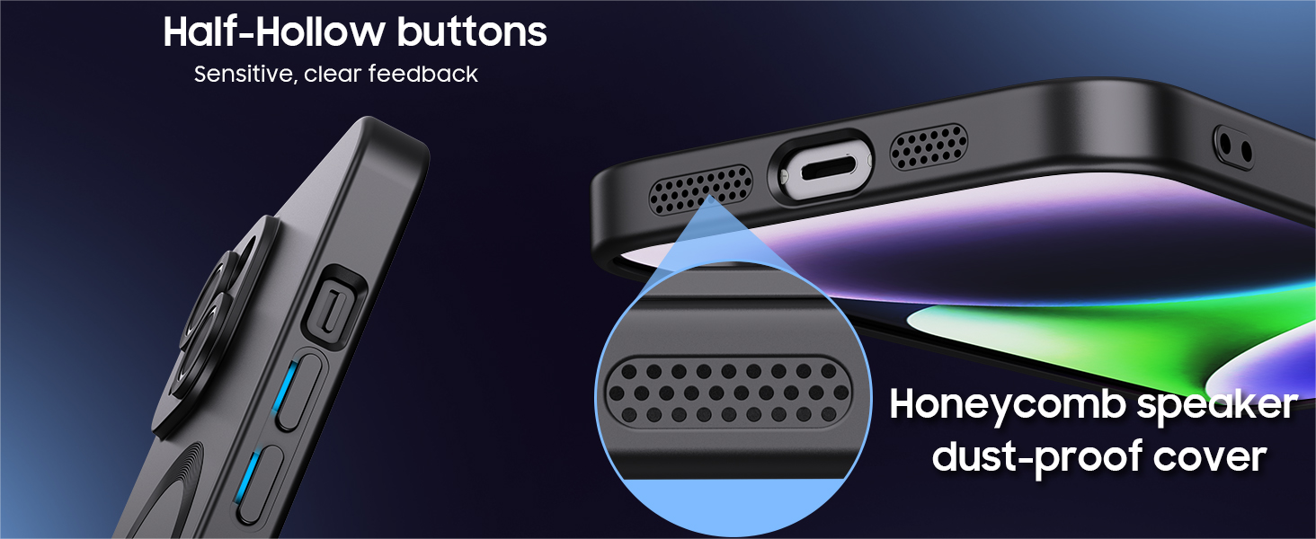 Iphone 15 case with dustproof speaker cover