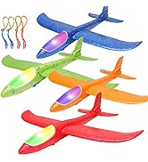 BooTaa 4 Pack LED Light Airplane,17.5" Large Throwing Foam Plane,2 Flight Mode Glider,Flying Toy ...