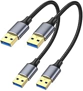 ApoJodly USB to USB Cable 1FT 2-Pack, USB 3.0 Cord USB A Male to Male Cable Double Sided USB Cord...