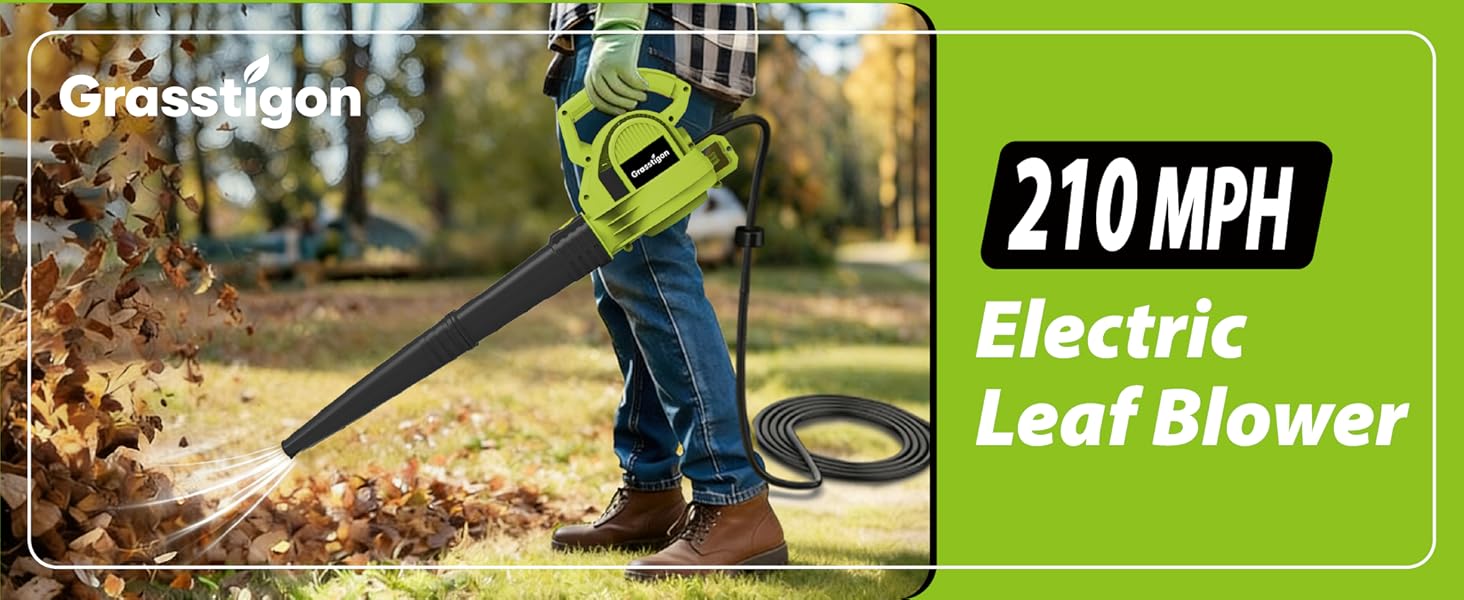 Grasstigon 210 MPH electric leaf blower
