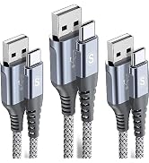 sweguard USB Type C Charger Cable [3-Pack,10ft+6.6ft+3.3ft] iPhone 15 Charger Nylon Braided Cord ...