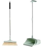 31.5in Broom and Dustpan Set Hand Broom for Home &amp; Kitchen with Comb Teeth, Stainless Steel Handl...