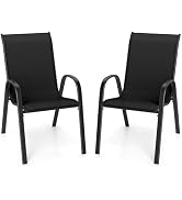 Giantex Patio Chairs Set of 2, Stackable Outdoor Dining Chairs with Breathable &amp; Quick-Dry Fabric...