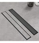 Kuaisailsk Linear Shower Drain ,with Tile Insert Panels ,12 Inch Black 304 Stainless Steel Rectan...