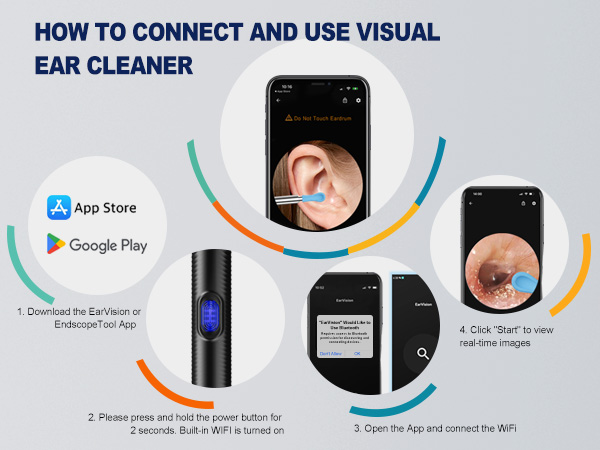 HOW TO CONNECT AND USE Visual Ear Cleaner