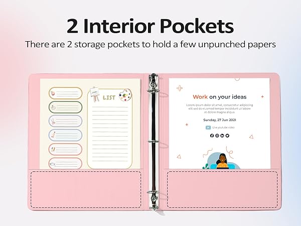 one inch binder with pockets