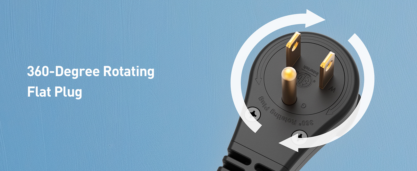 360° Rotating Flat Plug Short Extension Cord