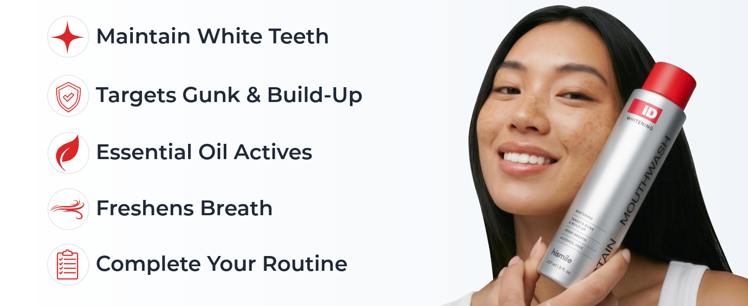 Hismile iD Stain Whitening Mouthwash, Gunk Removing Mouthwash
