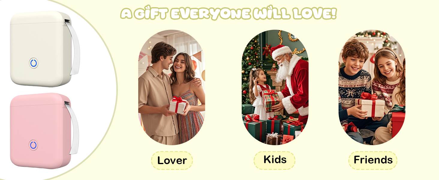 Label Maker Machine with Tape 300DPI Bluetooth Label Printer Portable Thermal Printer Sticker Maker