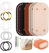 5 Pcs Purse Bottoms for Crochet Bags, Purse Making Supplies with 10 O Shape Handles 2 Crochet Hoo...