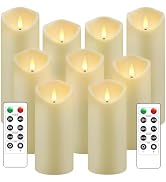 kakoya Flickering Flameless Candles, Battery Operated Acrylic LED Pillar Candles with Remote Cont...