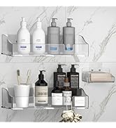 YAWSOUP Acrylic Shower shelves 3 Pack,Adhesive Shower Organizer for Bathroom Storage Home Decor,N...