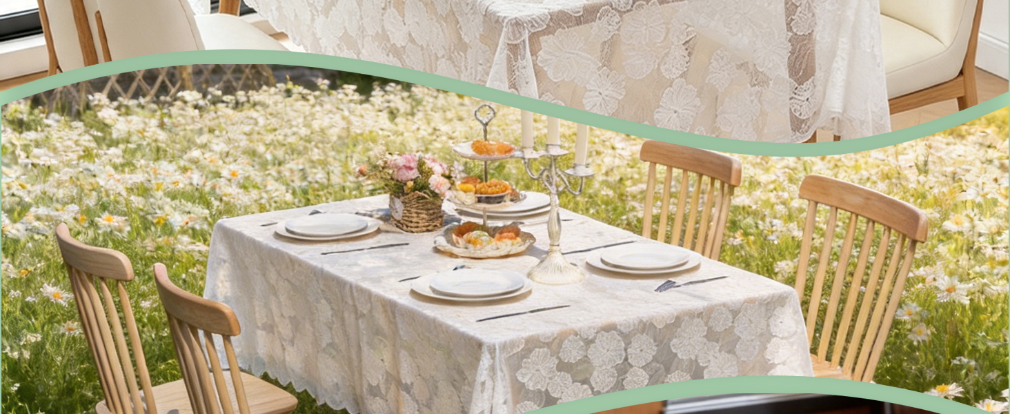 Floral Lace Tablecloth for Picnic