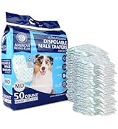 American Kennel Club Male Dog Wrap, Disposable Diapers with Wetness Indicator, Medium, 50 Count